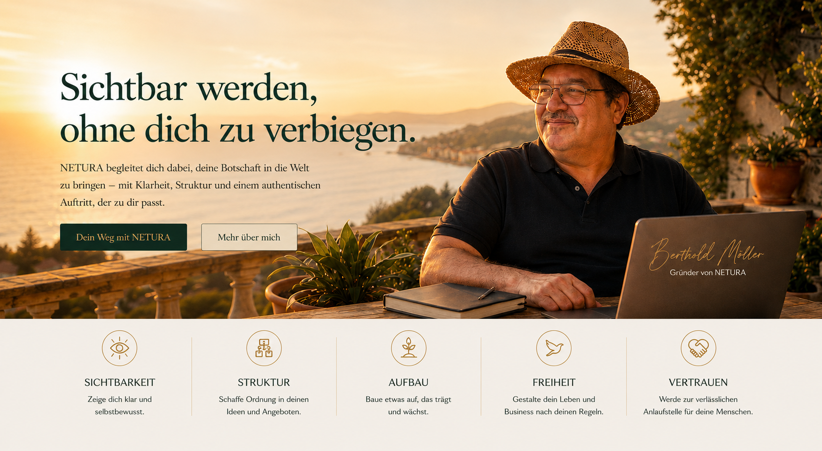 Netura Hero-Bild mit Strohhut und digitaler Klarheit